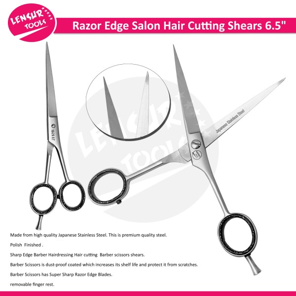 Professional Hairdressing Scissors- Razor Edge Salon Hair Cutting Shears 6.5" 