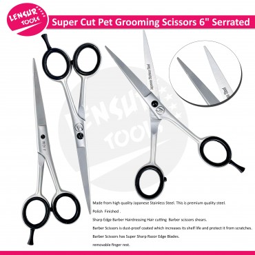 Professional Hairdressing Scissors Super Cut Pet Grooming Scissors 6" Serrated 