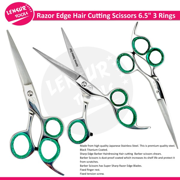 Professional Hairdressing Scissors Razor Edge Hair Cutting Scissors 6.5" 3 rings